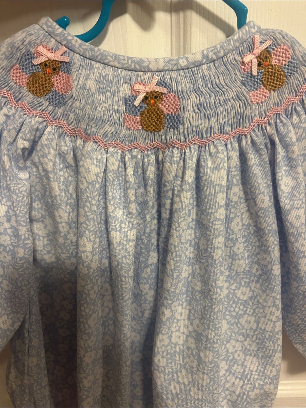 smockingbird Floral Smocked Romper Baby 9M Like New. Thanksgiving - Picture 4 of 5